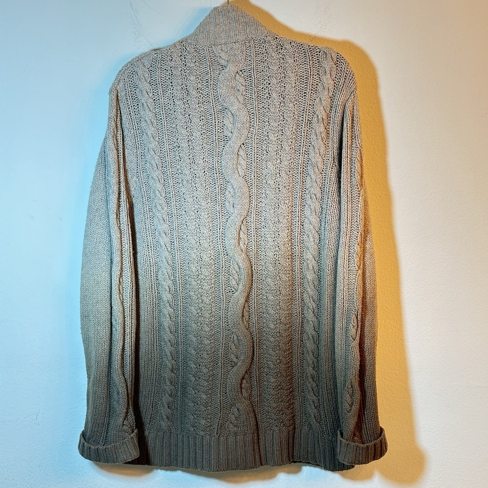 Tommy Bahama Indigo Palms Cable Knit Sweater Full Zip Wool Blend Chunky M Large - Picture 3 of 9